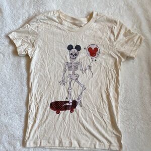 Norma Madison Cream Disney Skeleton Skateboard Kids Tee - Size 7/8 - New